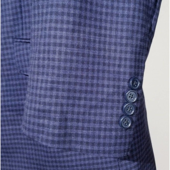 Douglas Graham 48R Blue On Blue Tooth Check 4-SEASON Blazer sport Coat Jacket - Picture 2 of 5